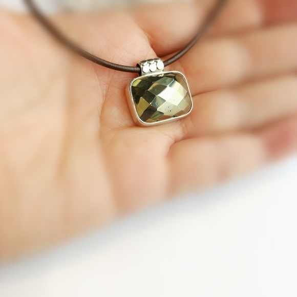VINTAGE pyrite in Sterling Silver pendant - Picture 7 of 8